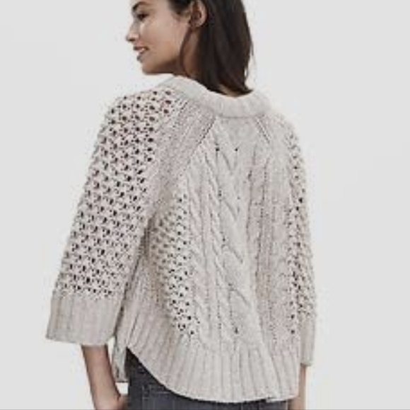 Banana Republic classic fisherman Wool Alpaca Blend Sweater Size S - Picture 2 of 10